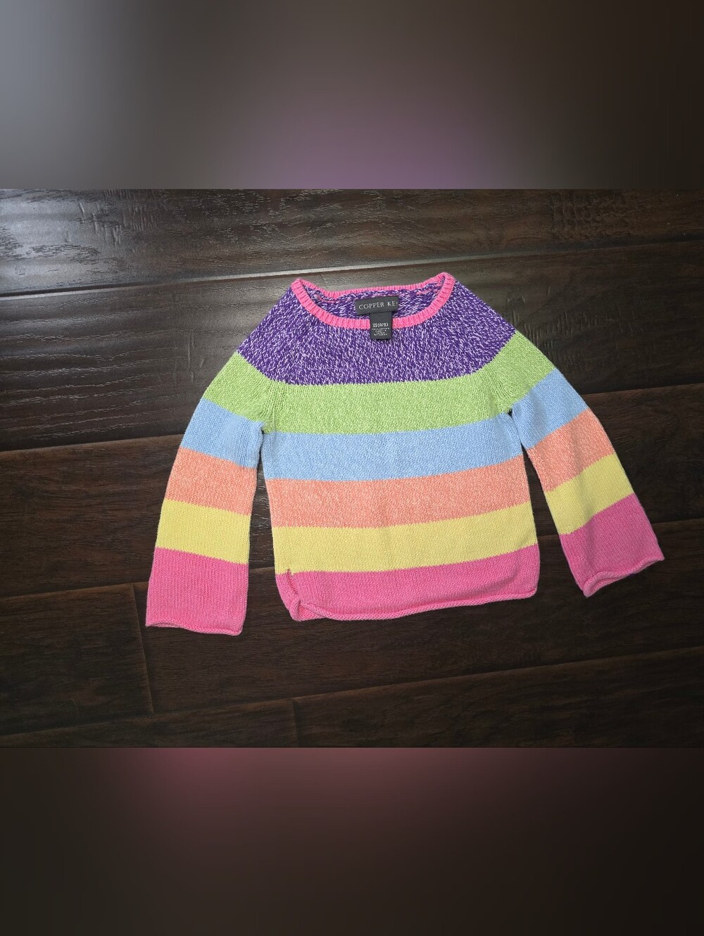 COPPER KEY Girls Striped Crewneck Knit Long Sleeve Sweater XS